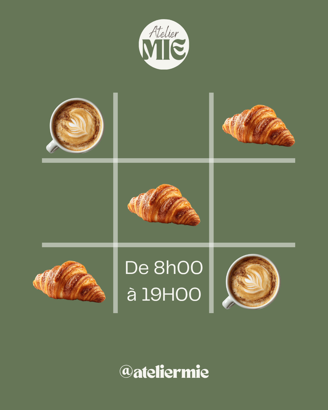 Post Instagram Atelier MIE, univers visuel boulangerie artisanale