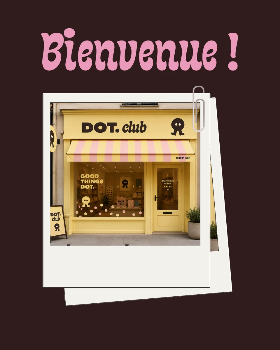 Post Instagram DOT.club, papeterie créative et branding rétro