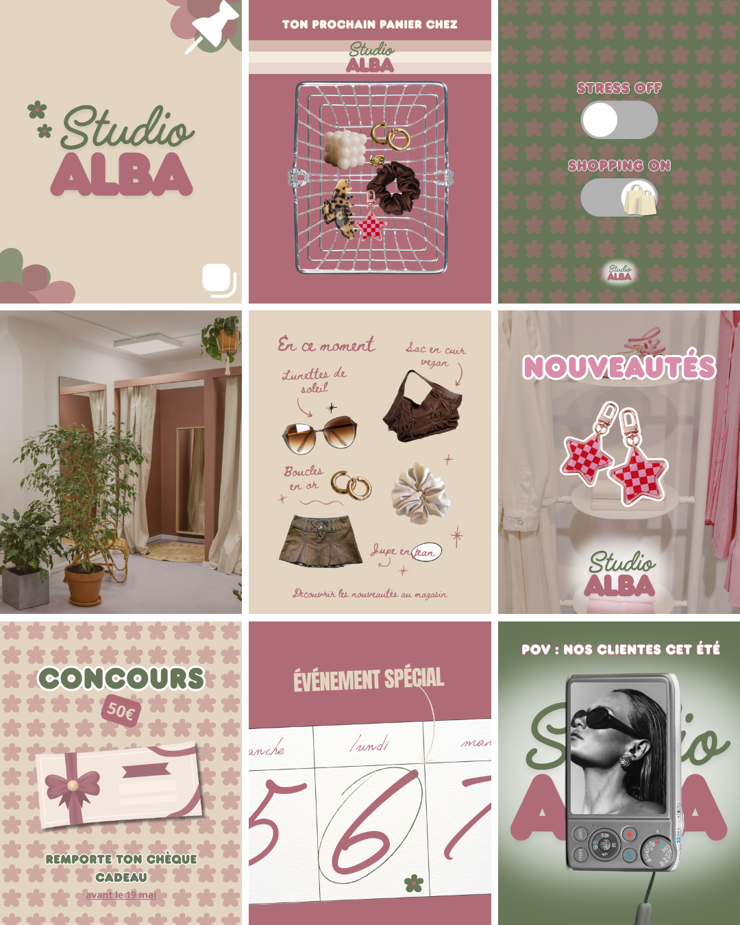 Direction Instagram Studio Alba, feed éditorial et branding boutique