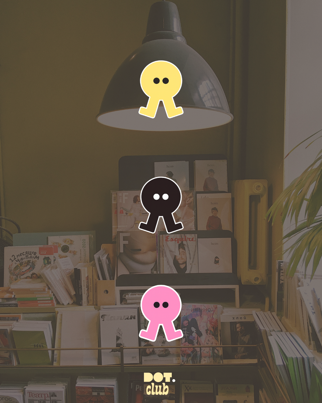 Post Instagram DOT.club, personnages et papeterie créative