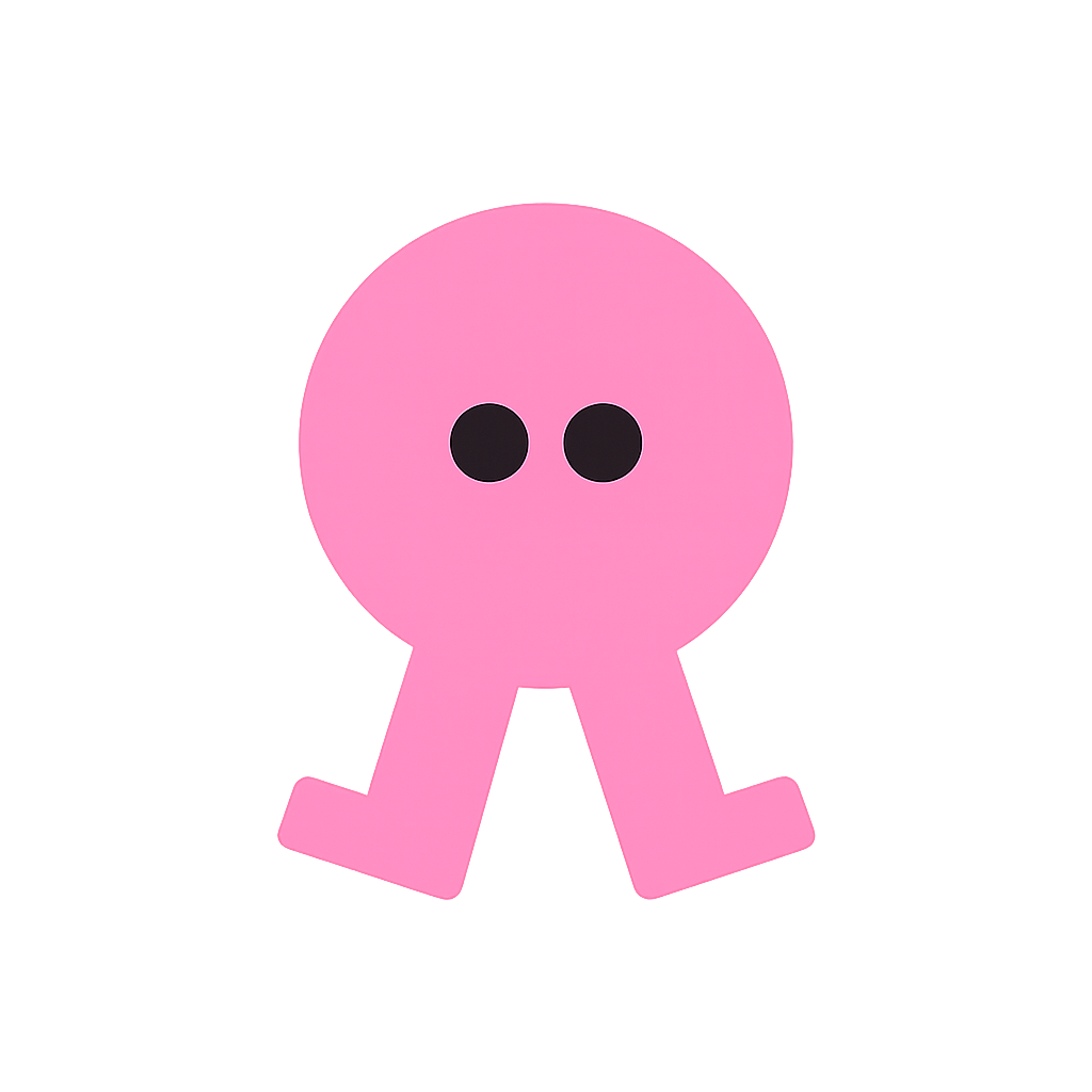 Logo personnage DOT.club rose, identité visuelle rétro et playful